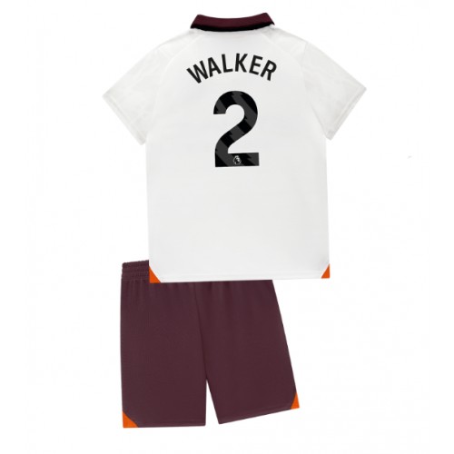 Fotballdrakt Barn Manchester City Kyle Walker #2 Bortedraktsett 2023-24 Kortermet (+ Korte bukser)